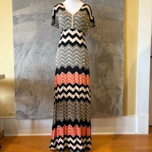 Chevron Maxi Floor-Length Dress Wmn’s XS